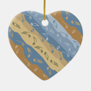 Music Note Stripes Brown And Blue Ornament