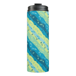 Music Note Stripes Brown And Blue Thermal Tumbler