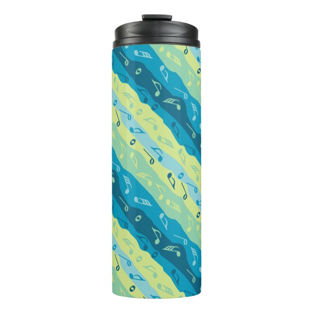 Music Note Stripes Brown And Blue  Thermal Tumbler (Front)