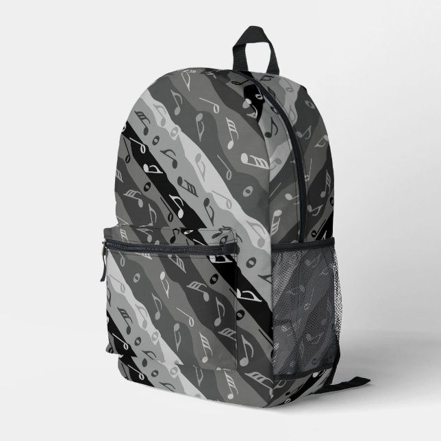 Music Note Stripes Printed Backpack (Back Corner Right)