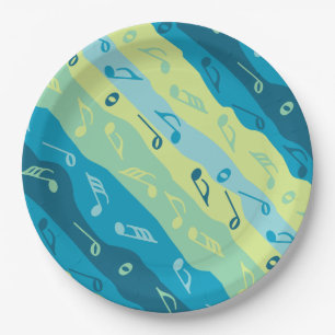 Music Note Stripes Red Paper Plates