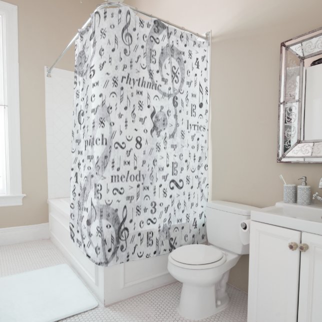 Music Note & Symbol Shower Curtain (In Situ)