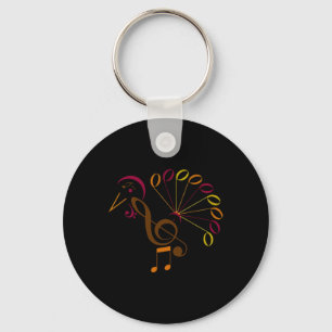 Music Note Symbol Turkey Music Teacher Thanksgivin Keychain