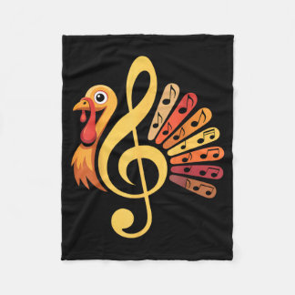Music Note Symbol Turkey Teacher Fall Thanksgiving Fleece Blanket