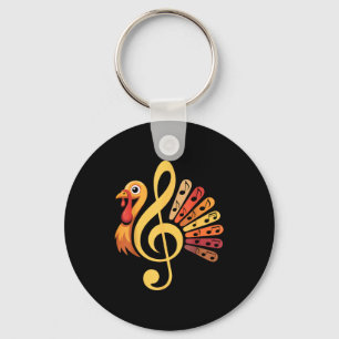 Music Note Symbol Turkey Teacher Fall Thanksgiving Keychain