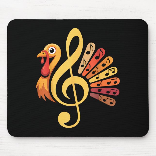 Music Note Symbol Turkey Teacher Fall Thanksgiving Mouse Pad (Front)