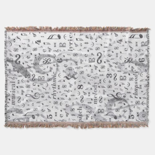 Music Note Throw Blanket music theme