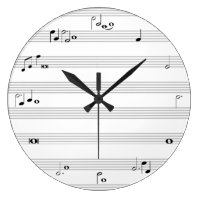 Music note time clock - black and white