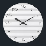 Music note time clock - black and white<br><div class="desc">music, musical, "music notes", "music note", timing, beats, beat, "sheet music", musician, "whole note", "half note", "quarter note", "eighth note", crochet, quaver, semibreve, breve, theory, "music theory", math, mathematics, maths, "sight reading", read, reading, fun, funny, humor, humorous, quirky, "black and white", black, white, cool, unique, "music teacher", singer, singing, concert,...</div>