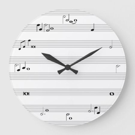 Music Note Time Clock - Black And White