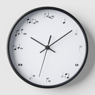 Music note time clock Black & white musical clock