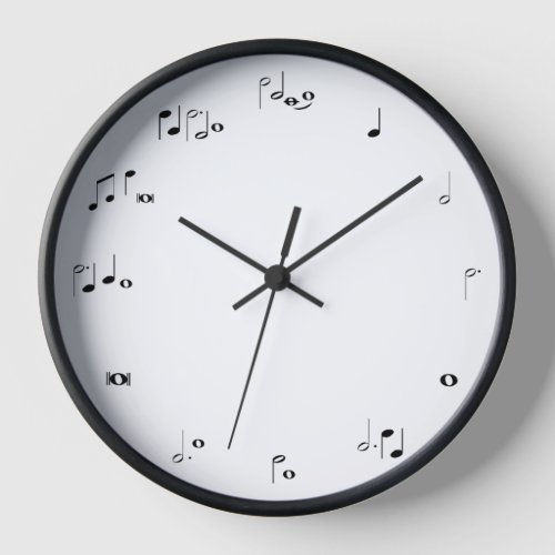Music note time clock Black  white musical clock