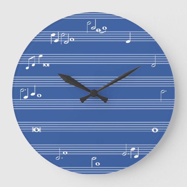 Music note time clock - Blue and white (Front)