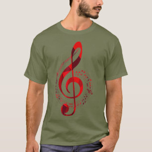 Music Note Treble Clef Red Tones Musical Symbol T-Shirt