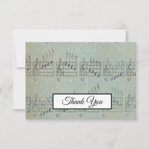 Music Note Vintage Pattern Music Theme Musician Thank You Card