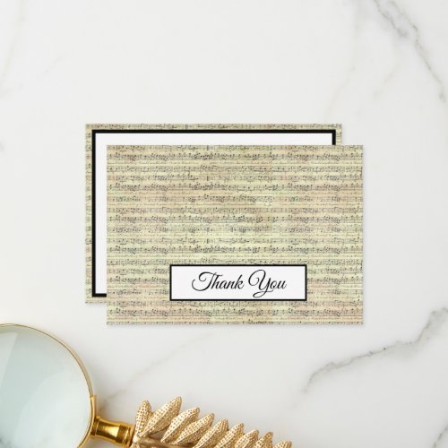 Music Note Vintage Pattern Music Theme Musician    Thank You Card