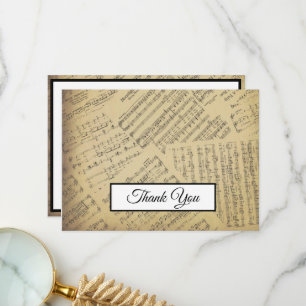 Music Note Vintage Pattern Music Theme Musician Thank You Card