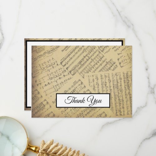 Music Note Vintage Pattern Music Theme Musician   Thank You Card