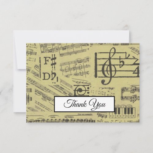 Music Note Vintage Pattern Music Theme Musician Thank You Card