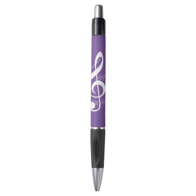 music note violet white 6-pack ballpoint pen (Front Vertical)
