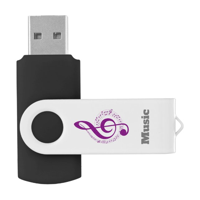 music note violet white USB stick Flash Drive (Opened)