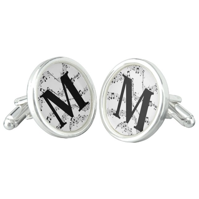  Music note Whimsical Musician Monogram   Cufflinks (Angled)