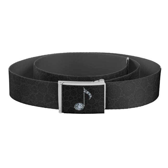 Music Note White Diamonds Over Black Belt (Coil)