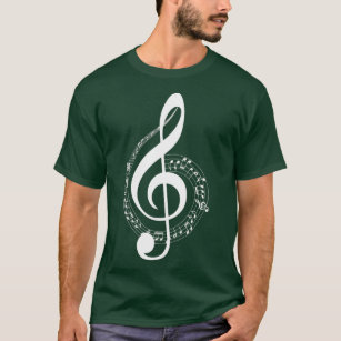 Music Note White Treble Clef Musical Symbol for T-Shirt