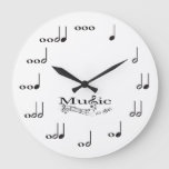 Music Note With Music Is Life Saying Large Clock at Zazzle