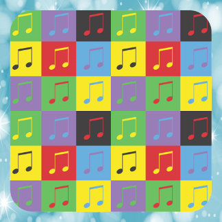 Music Notes 8th Pop Art Pattern Square Sticker