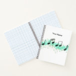 Music Notes Abstract Art Notebook - Aqua &amp; Green