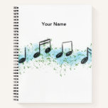 Music Notes Abstract Art Notebook - Blue &amp; Green