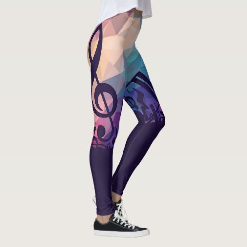 Music Notes Abstract Blue Leggings