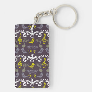 Music Notes and Birds Keychain