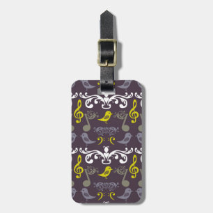 Music Notes and Birds Luggage Tag