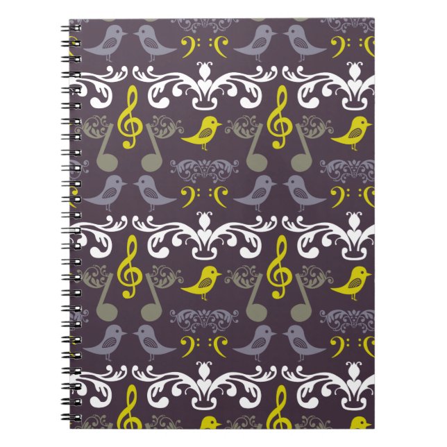 Music Notes and Birds Notebook (Front)