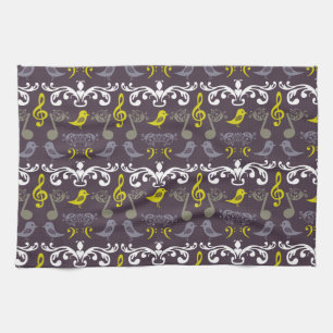 Music Notes and Birds Towel