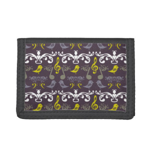 Music Notes and Birds Tri-fold Wallet