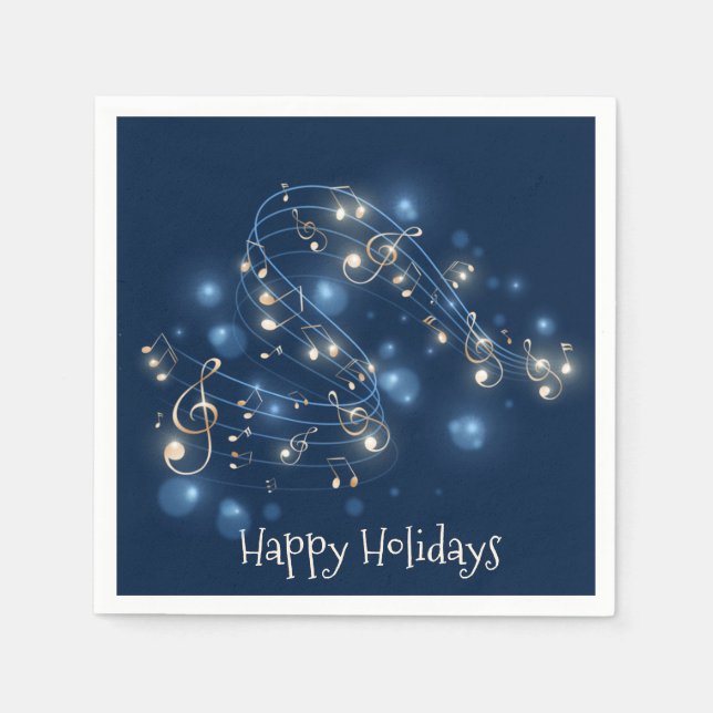 Music Notes and Christmas Lights  Napkins (Front)