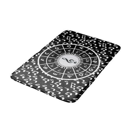 Music notes and circle of fifths bathroom mat