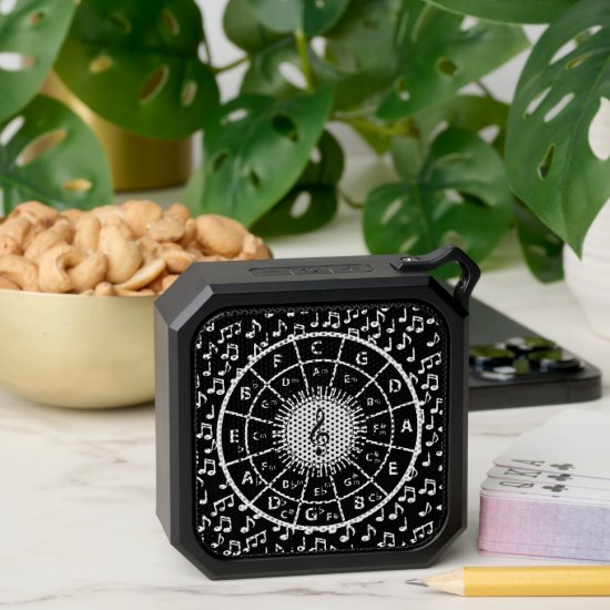 Music notes and circle of fifths bluetooth speaker