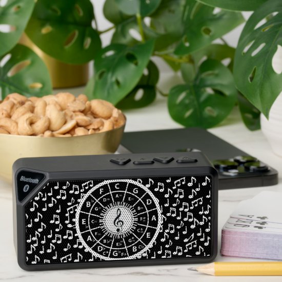 Music notes and circle of fifths bluetooth speaker