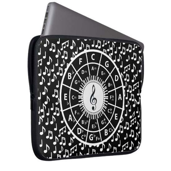 Music notes and circle of fifths design laptop sleeve