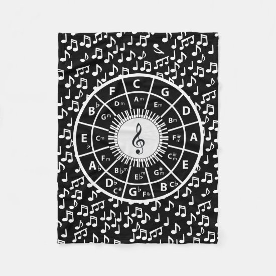 Music notes and circle of fifths fleece blanket