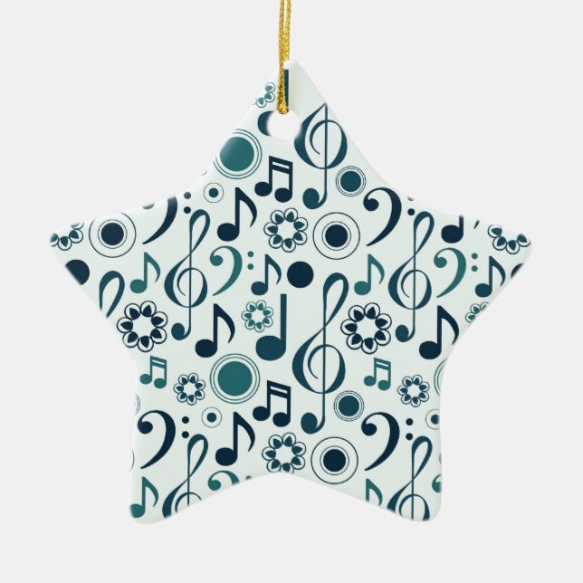 Music Notes and Clefs Ceramic Ornament (Front)