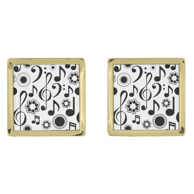 Music Notes and Clefs Cufflinks (Front)