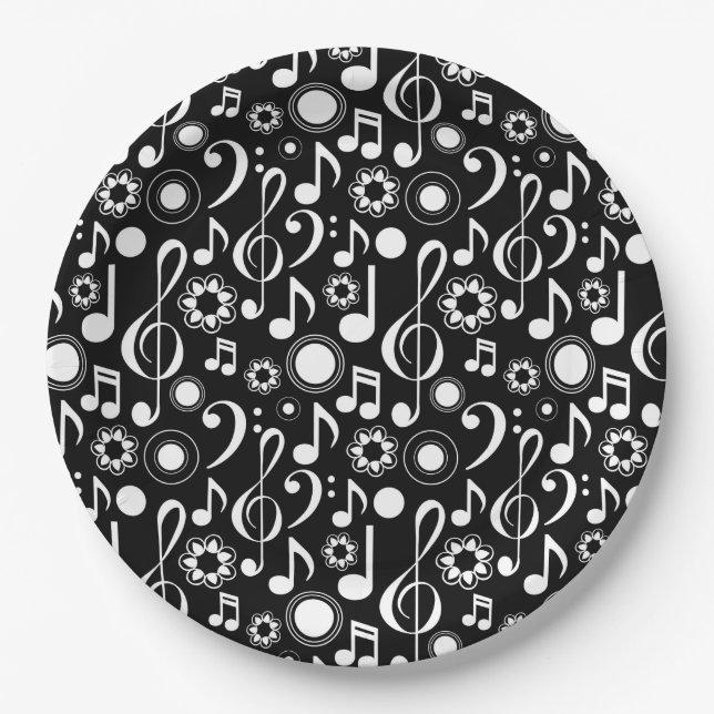 Music Notes and Clefs Paper Plates (Front)