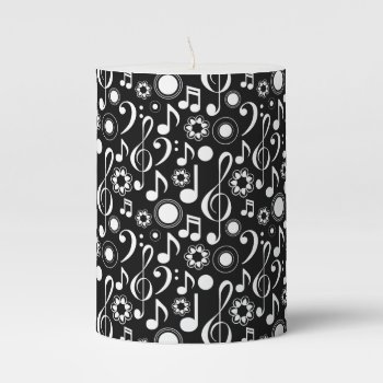 Music Notes And Clefs Pillar Candle by marchingbandstuff at Zazzle