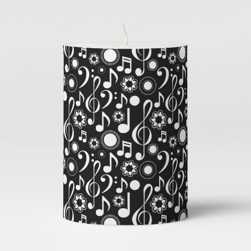 Music Notes and Clefs Pillar Candle