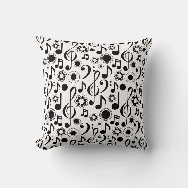 Music Notes and Clefs Throw Pillow (Front)